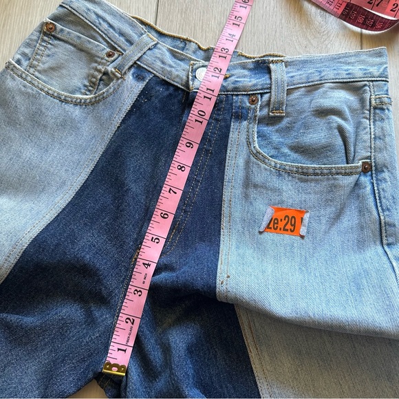 Vintage Reconstructed Levi’s Two-Tone Denim Jeans – Wide Leg Streetwear Size 29 - Picture 6 of 11